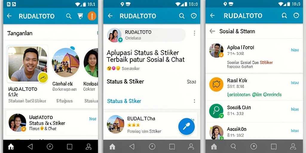 Antarmuka RUDALTOTO dengan berbagai stiker menarik untuk status.