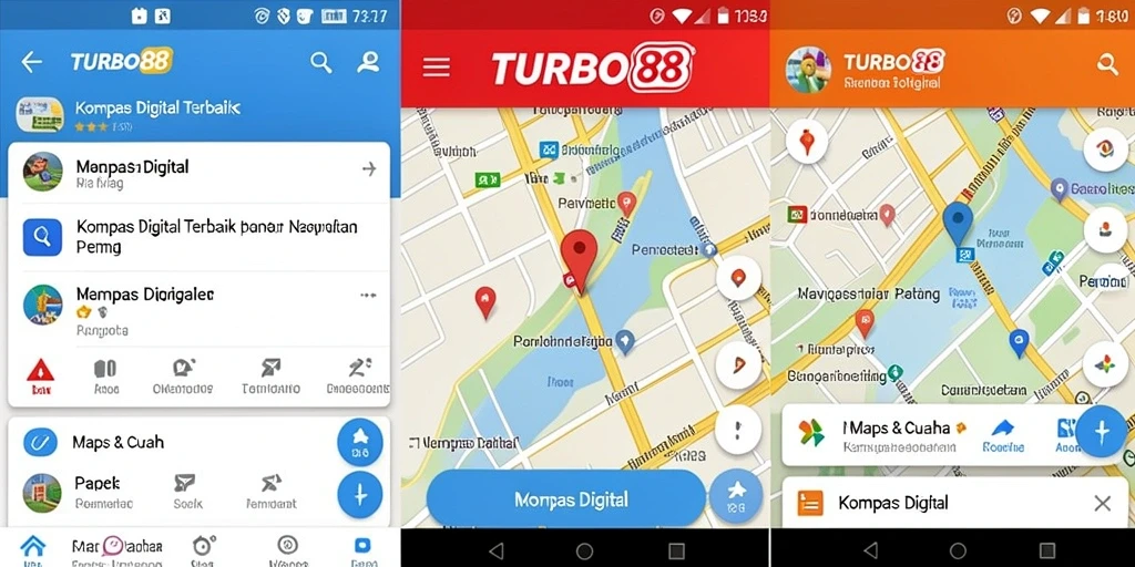 Screenshot TURBO88 menunjukkan antarmuka kompas digital yang intuitif dan informatif.