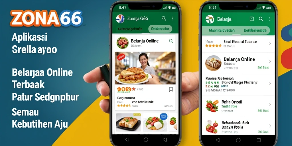 Antarmuka aplikasi ZONA66 yang sederhana dan menarik untuk belanja online.