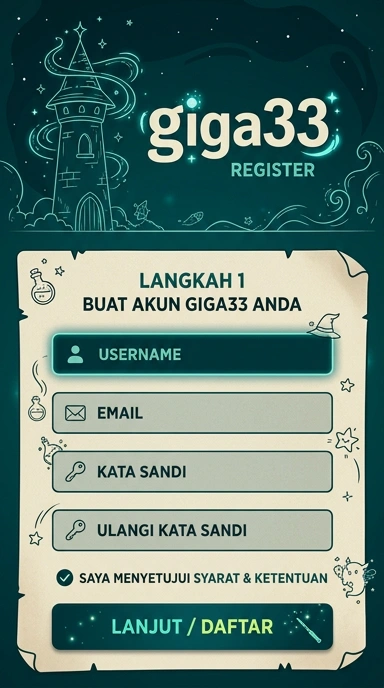 Tampilan halaman daftar giga33